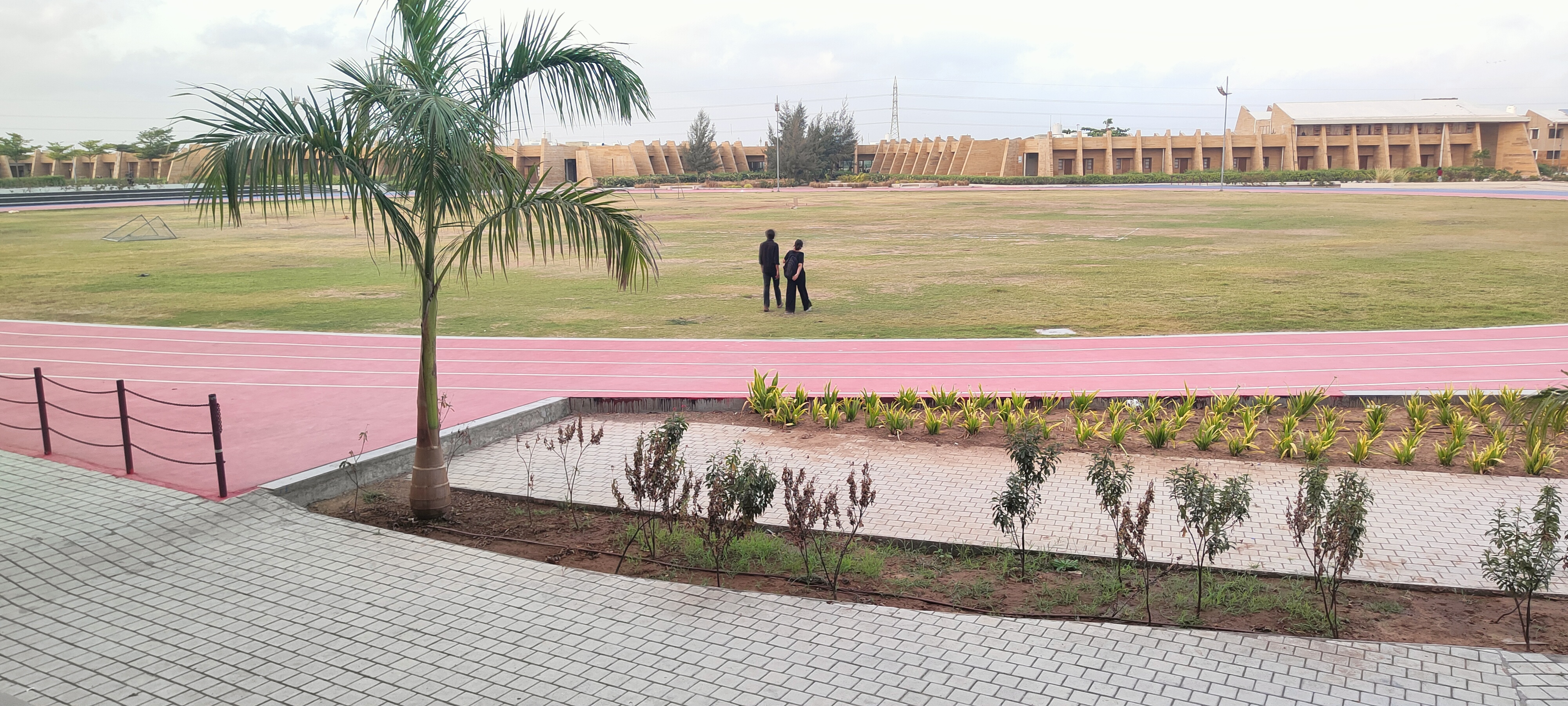 Athletic track and grounds overlooking the campus